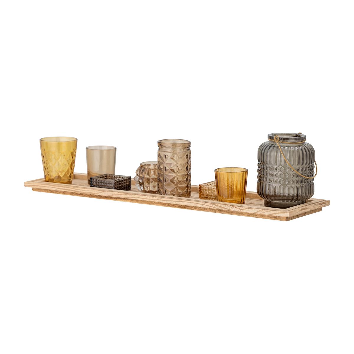 Sanga tray with candle holder 9 pieces Brown – image 2
