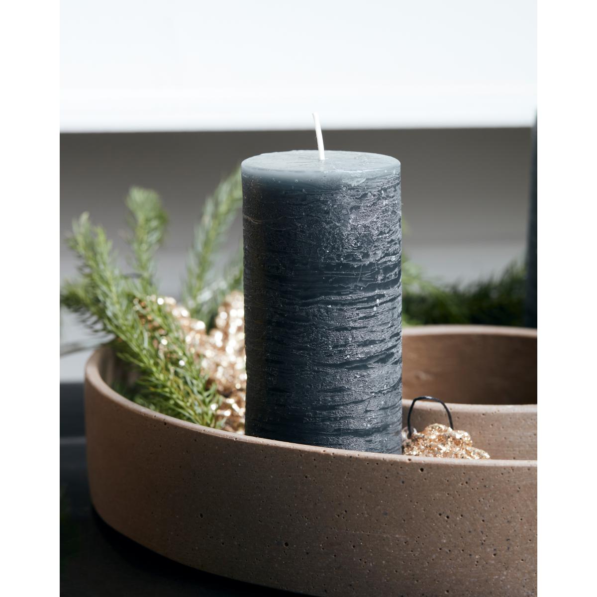 Rustic Wax block candle 15 cm 2-pack Dark grey – image 3