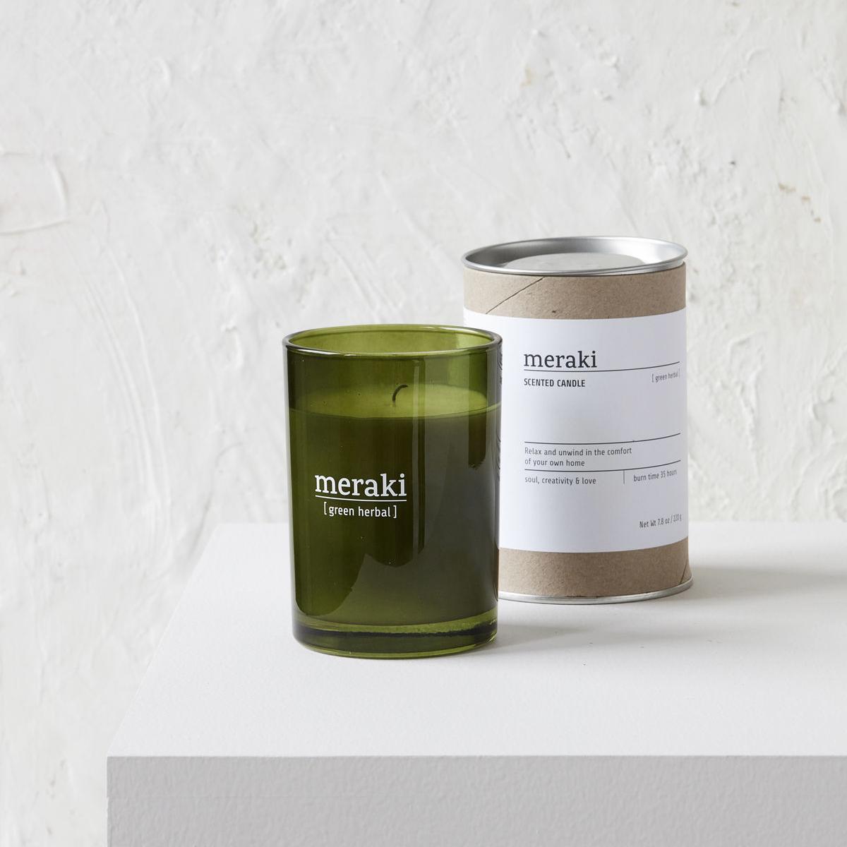 Meraki scented candle green glass 35 timmar green herbal – image 3