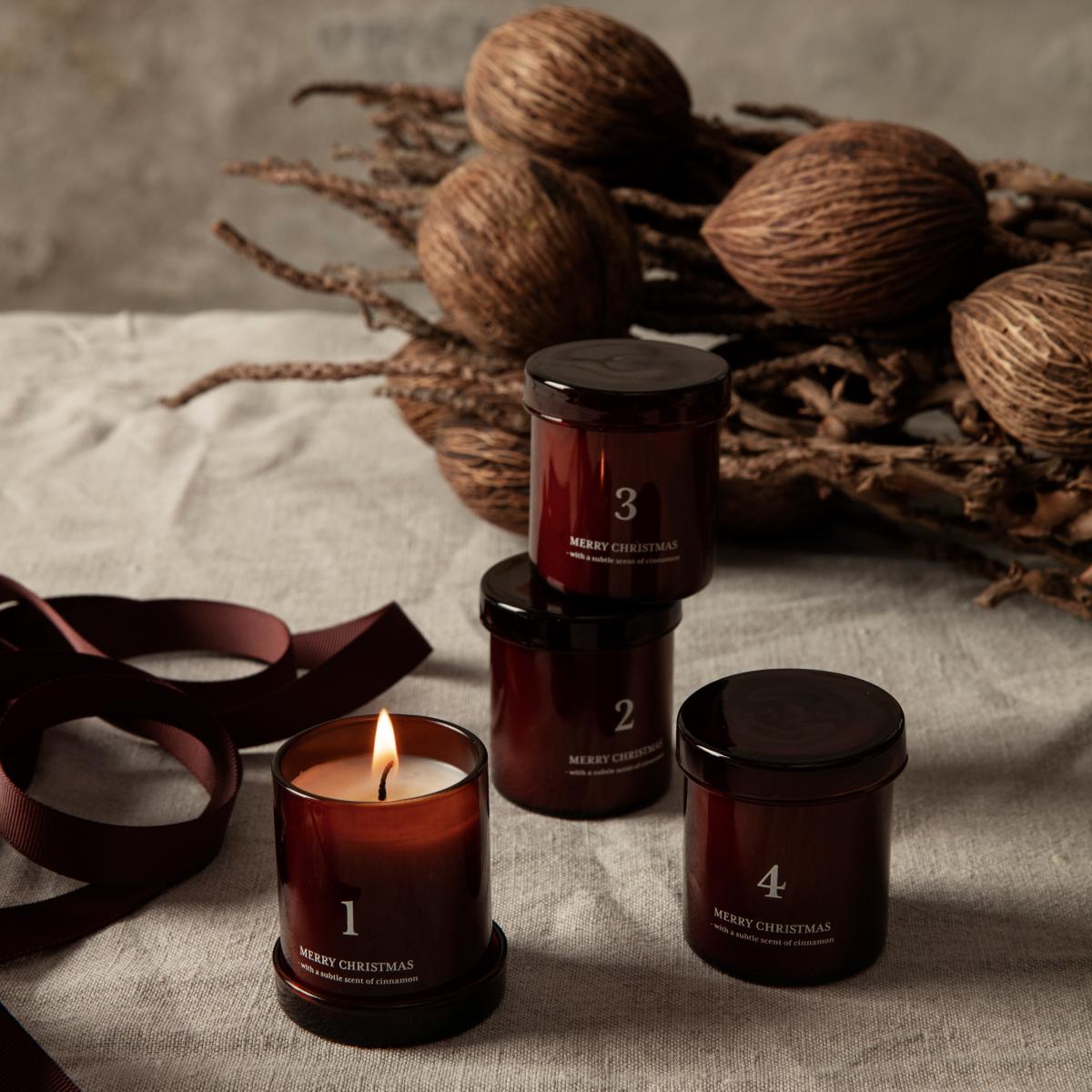 Advent candle with scent 4-pack red brown – image 2