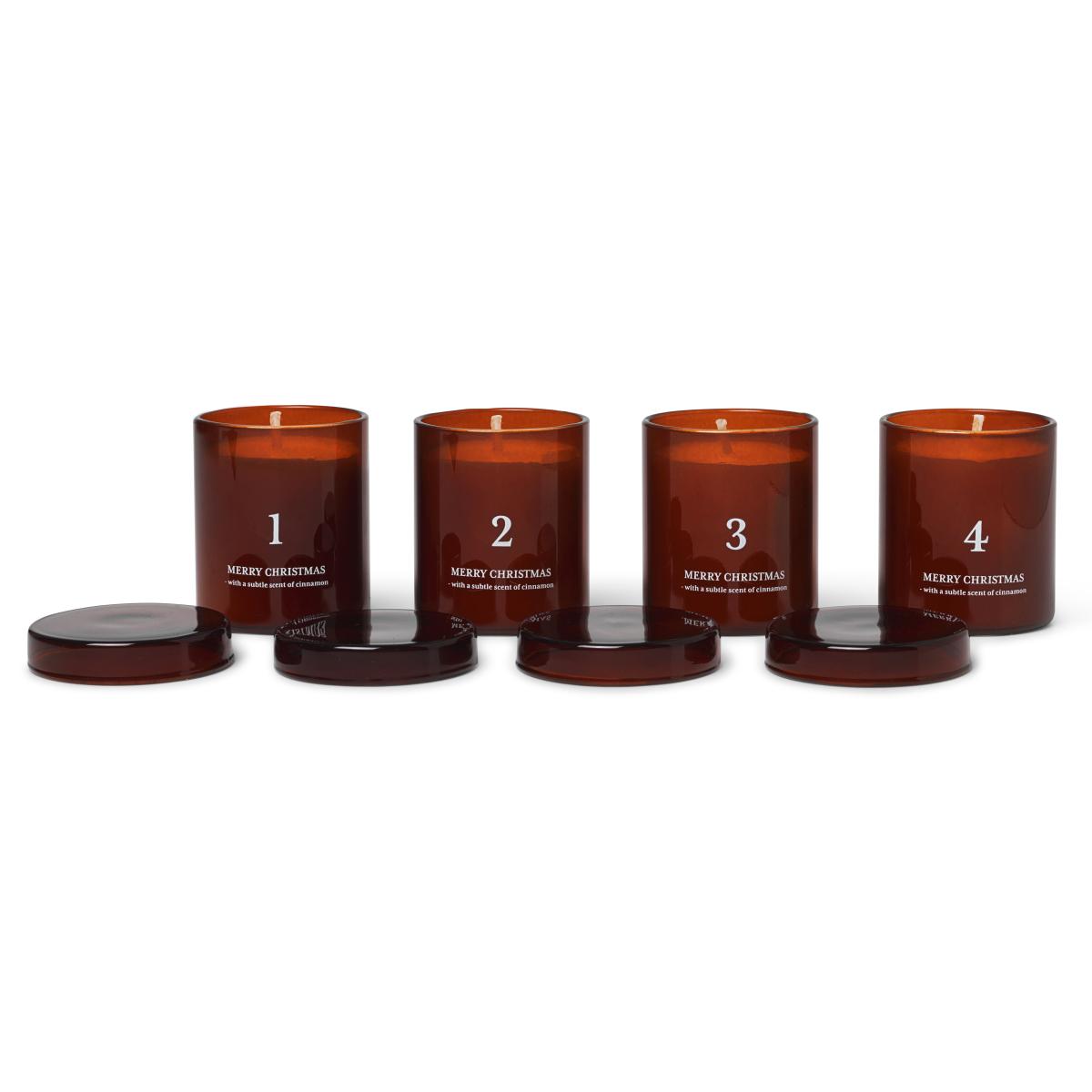Advent candle with scent 4-pack red brown – image 3