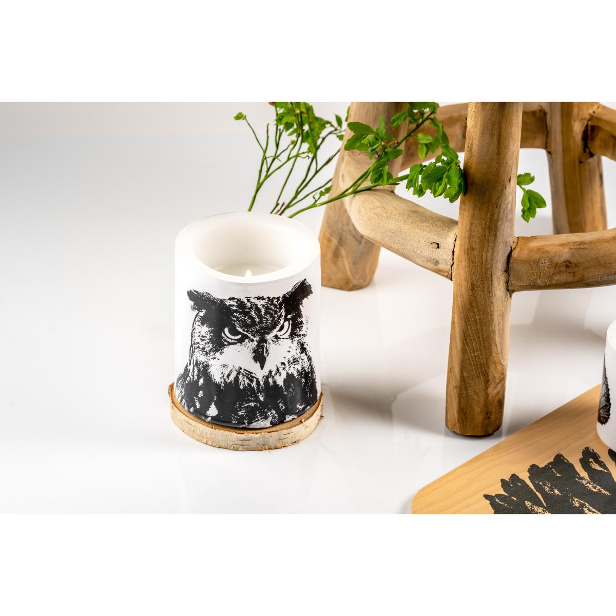Nordic The Eagle Owl block candle 12 cm White-black – image 3