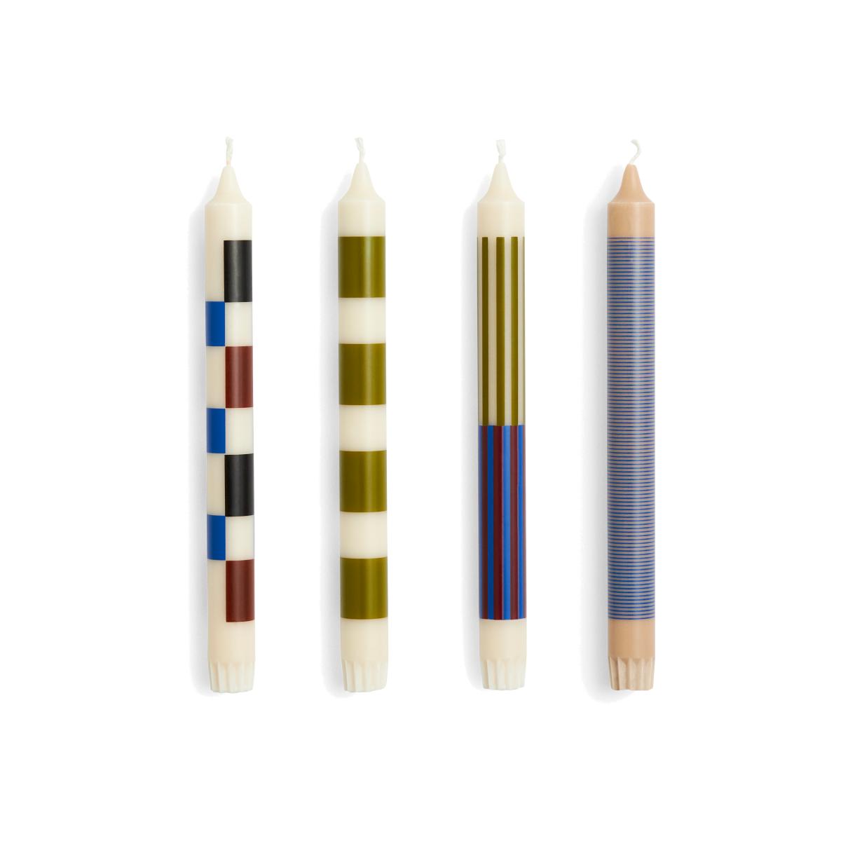 HAY Pattern candle mix 4-pack Off white-army-blue