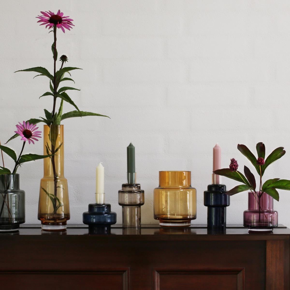 Glass candlestick no. 55 indigo blue – image 3