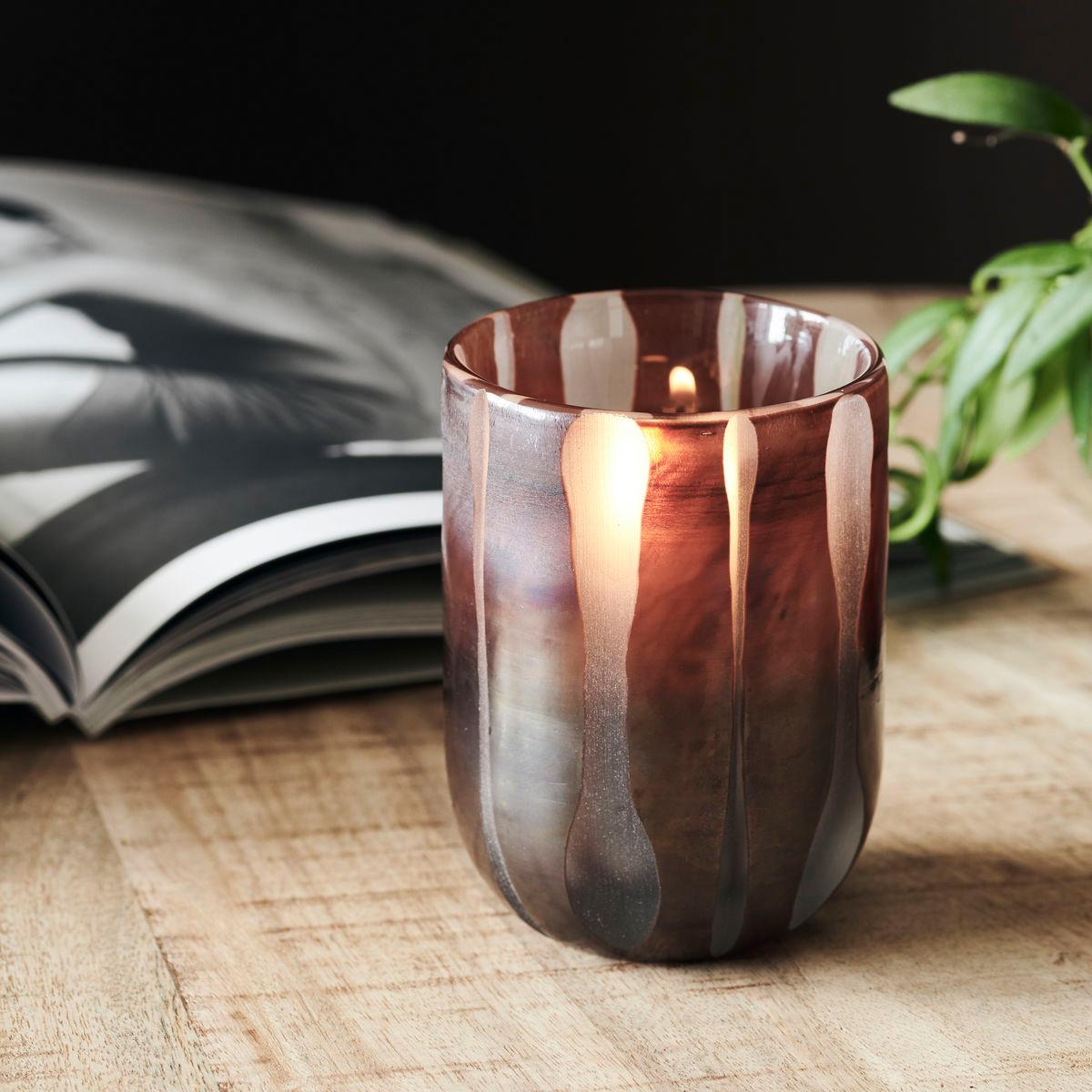 Bai tea light holder 10.5 cm brown – image 2