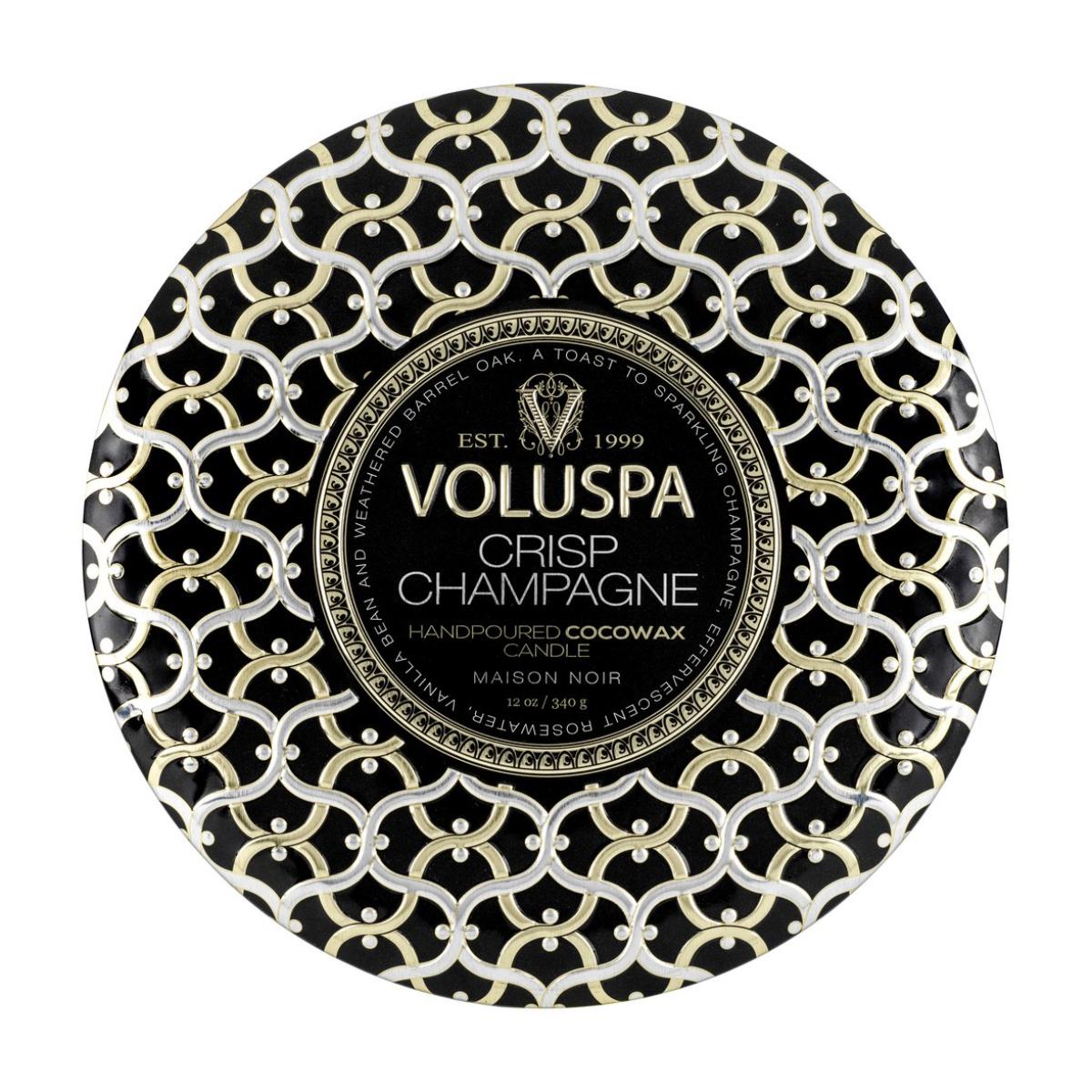 Maison Noir 3-wick Tin scented 40 hours Crisp Champagne – image 3