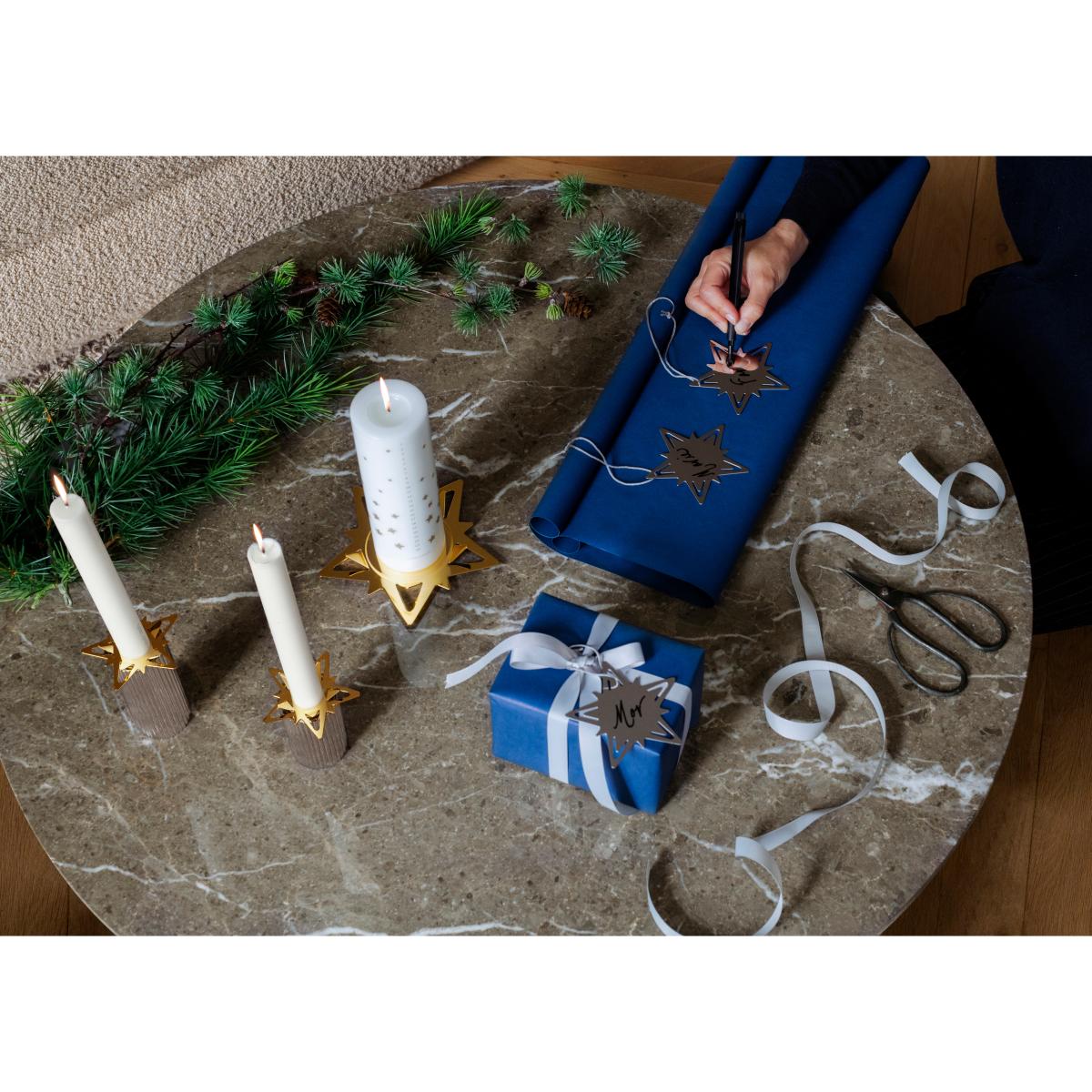 Classic christmas star Block candle sticks Ø16 cm Gold – image 3