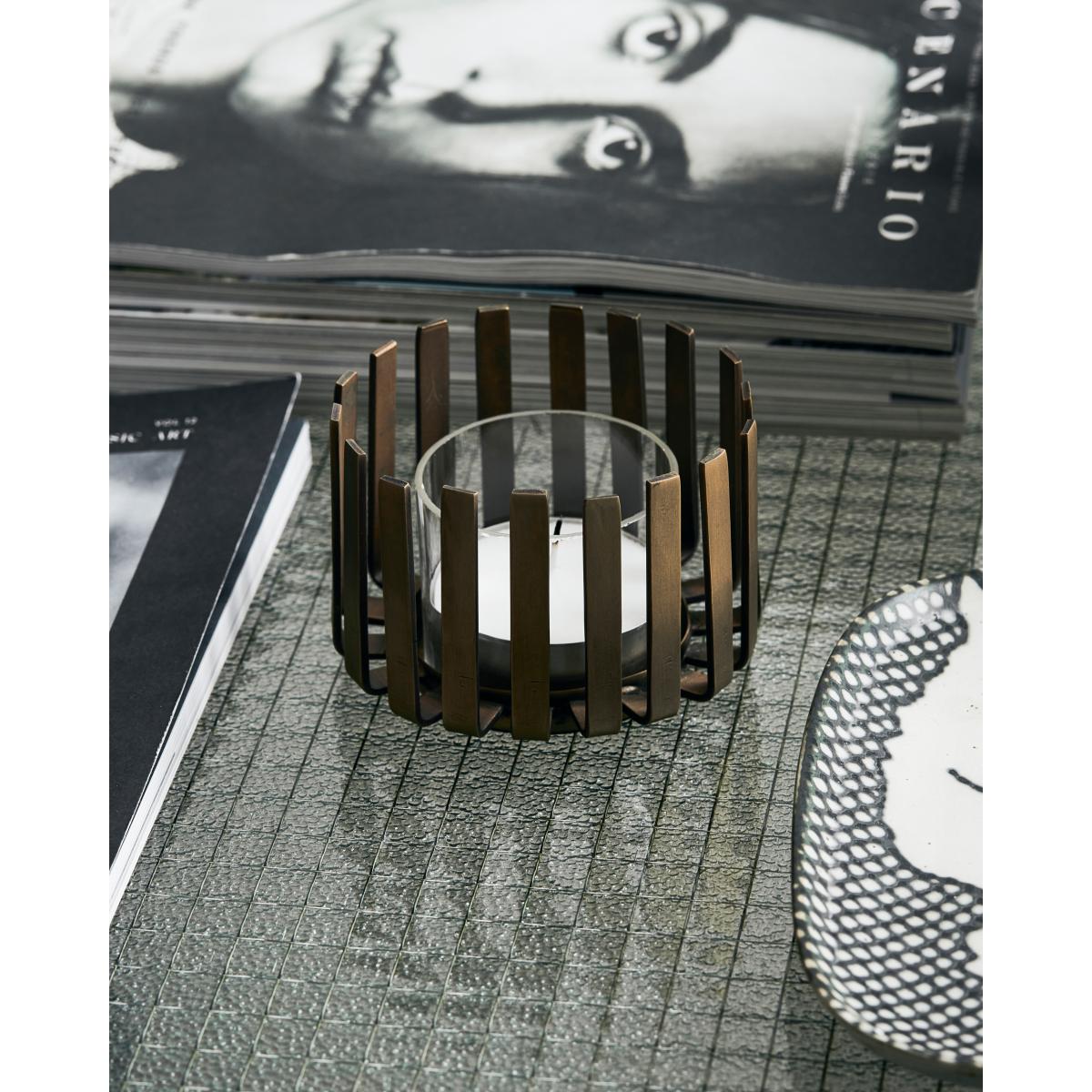 Bars tea light holder Ø10 cm Antique brass – image 2