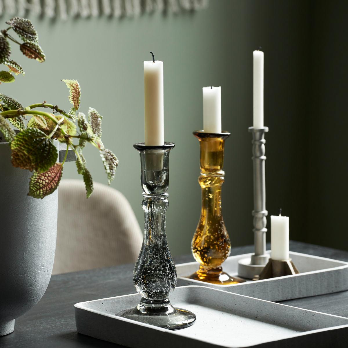 Glee candle sticks 22 cm grey – image 2