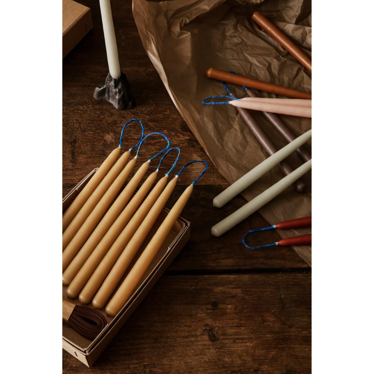 Dipped candles handmade15 cm 8-pack Straw – image 3