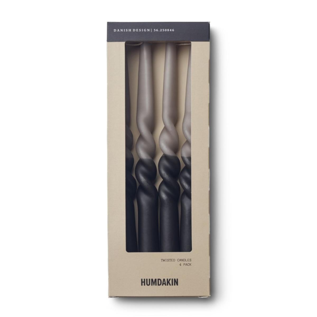 Humdakin twisted candle 30 cm 4-pack Coal-stone – image 2