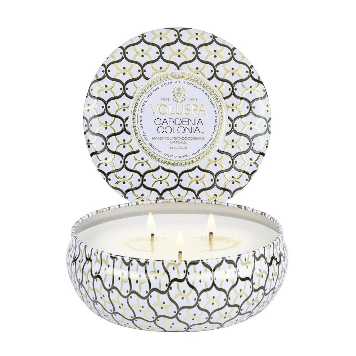 Maison Blanc 3-wick Tin scented 40 hours Gardenia Colonia – image 2