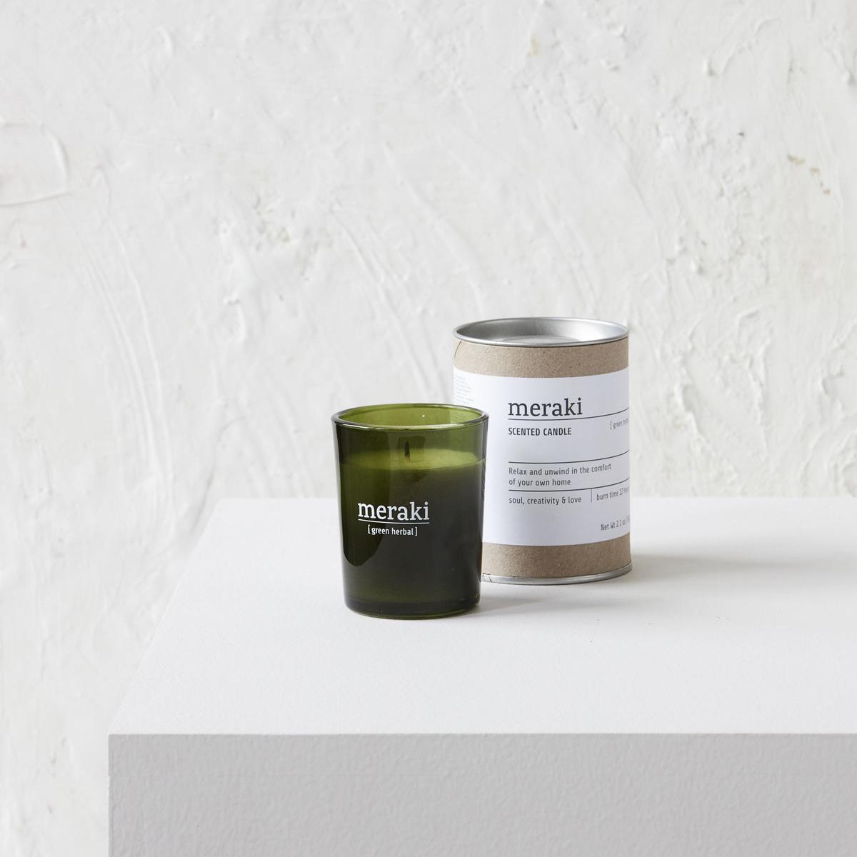 Meraki scented candle green glass 12 timmar green herbal – image 2