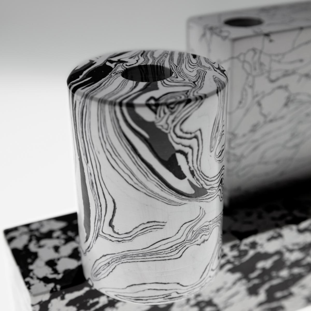 Swirl candle holder large Black-white – image 2