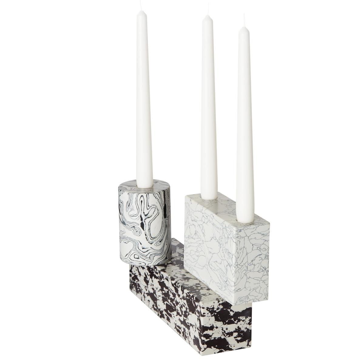 Swirl candle holder large Black-white – image 4