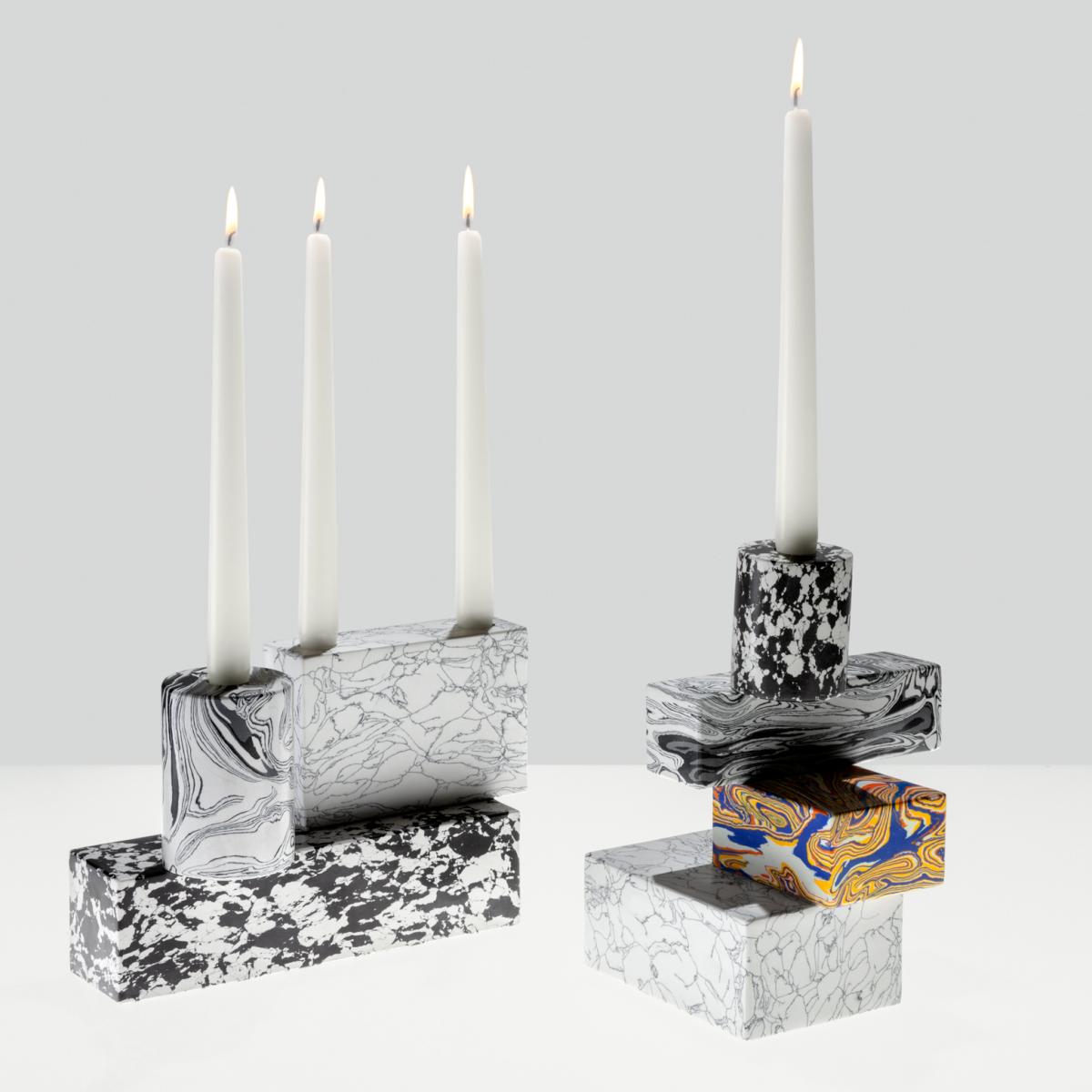 Swirl candle holder large Black-white – image 7