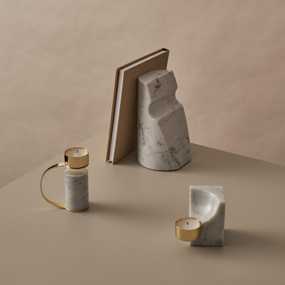 Quarter candle holder carrara – image 2