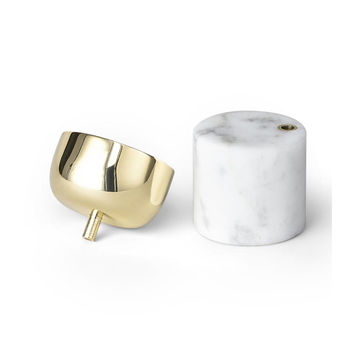 Streamers candle holder C 6.8 cm White marble – image 2