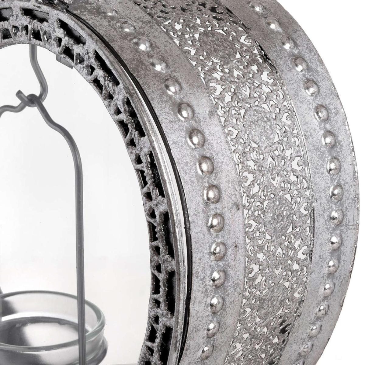 Hill Interiors Free Standing Heart Tealight Lantern in Antique Silver – image 2