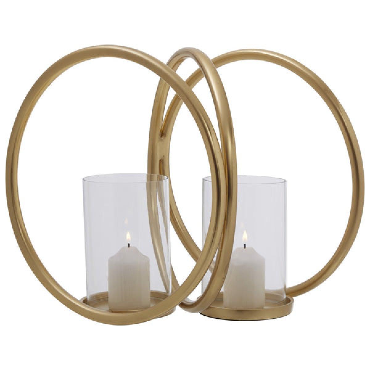 Olivia's Abi Medium Double Gold And Clear Candle Holder – image 2