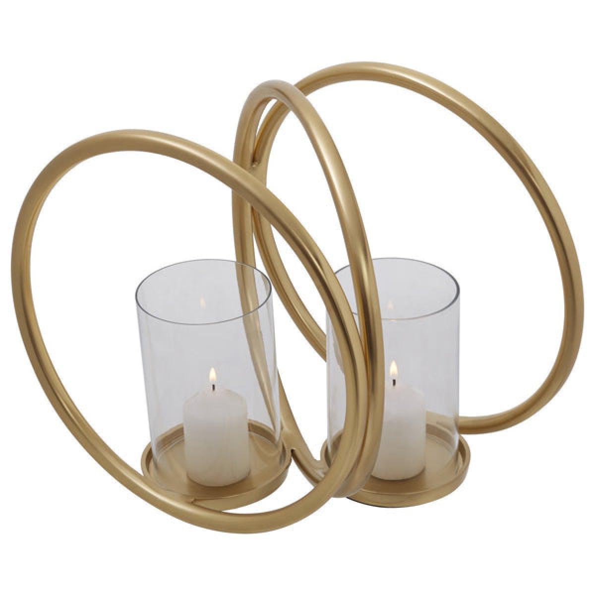 Olivia's Abi Medium Double Gold And Clear Candle Holder – image 3