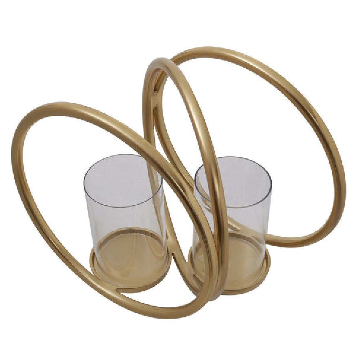 Olivia's Abi Medium Double Gold And Clear Candle Holder – image 4