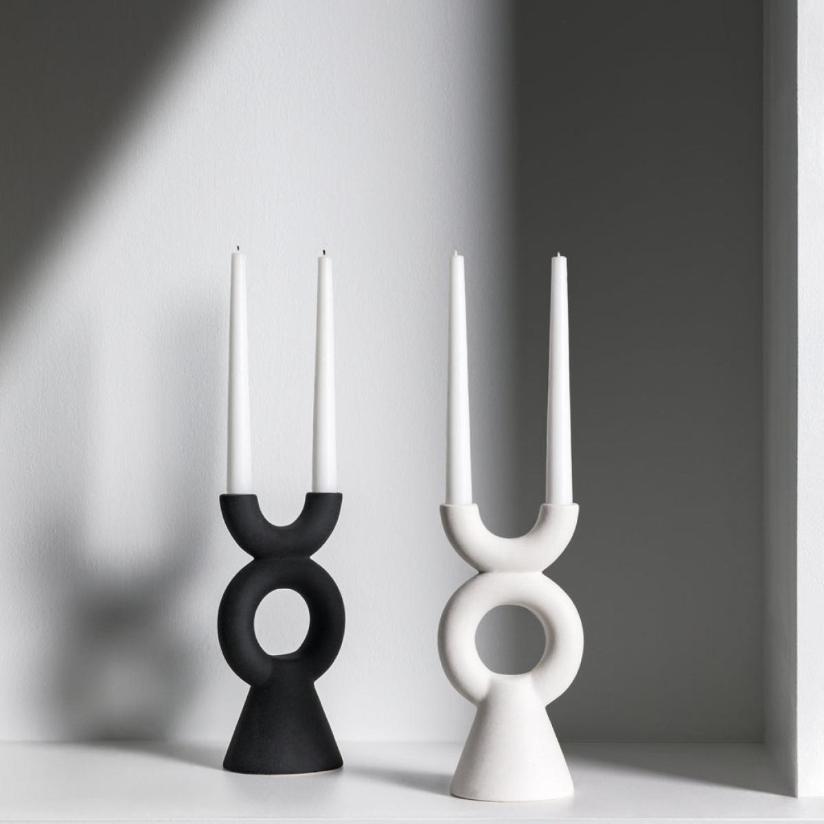 Gallery Interiors Kudos Candlestick in White – image 3