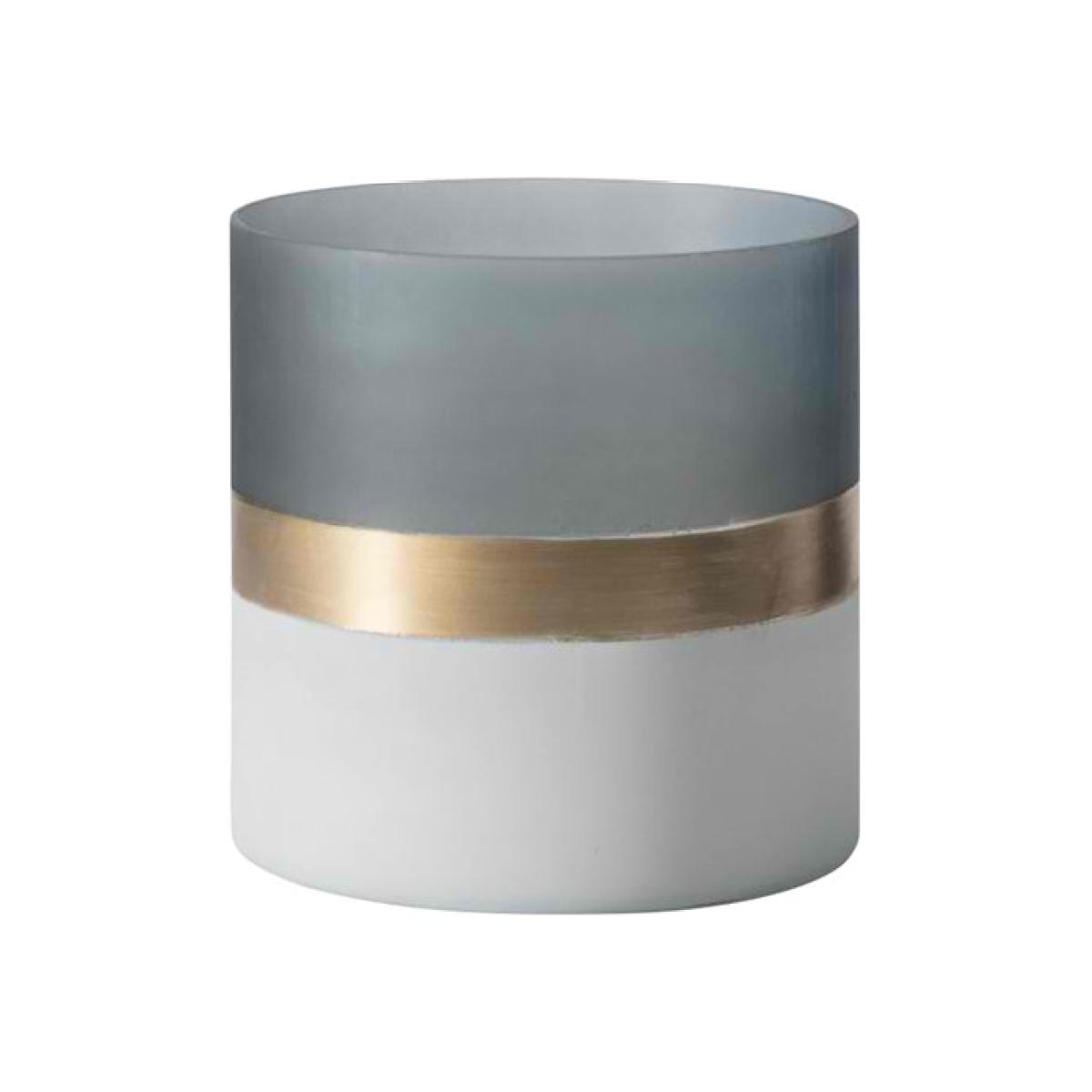 Gallery Interiors Set of 2 Candle Holder Votive / White/Grey/Gold / Small, Buxted Frosted – image 1