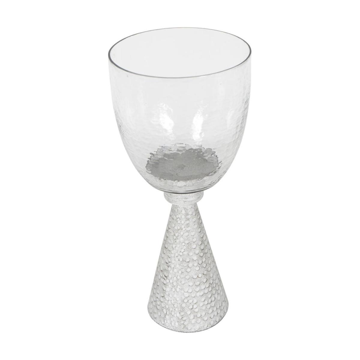 Libra Interiors Sandbanks Iron and Hammered Glass Table Hurricane | Outlet / Small – image 2