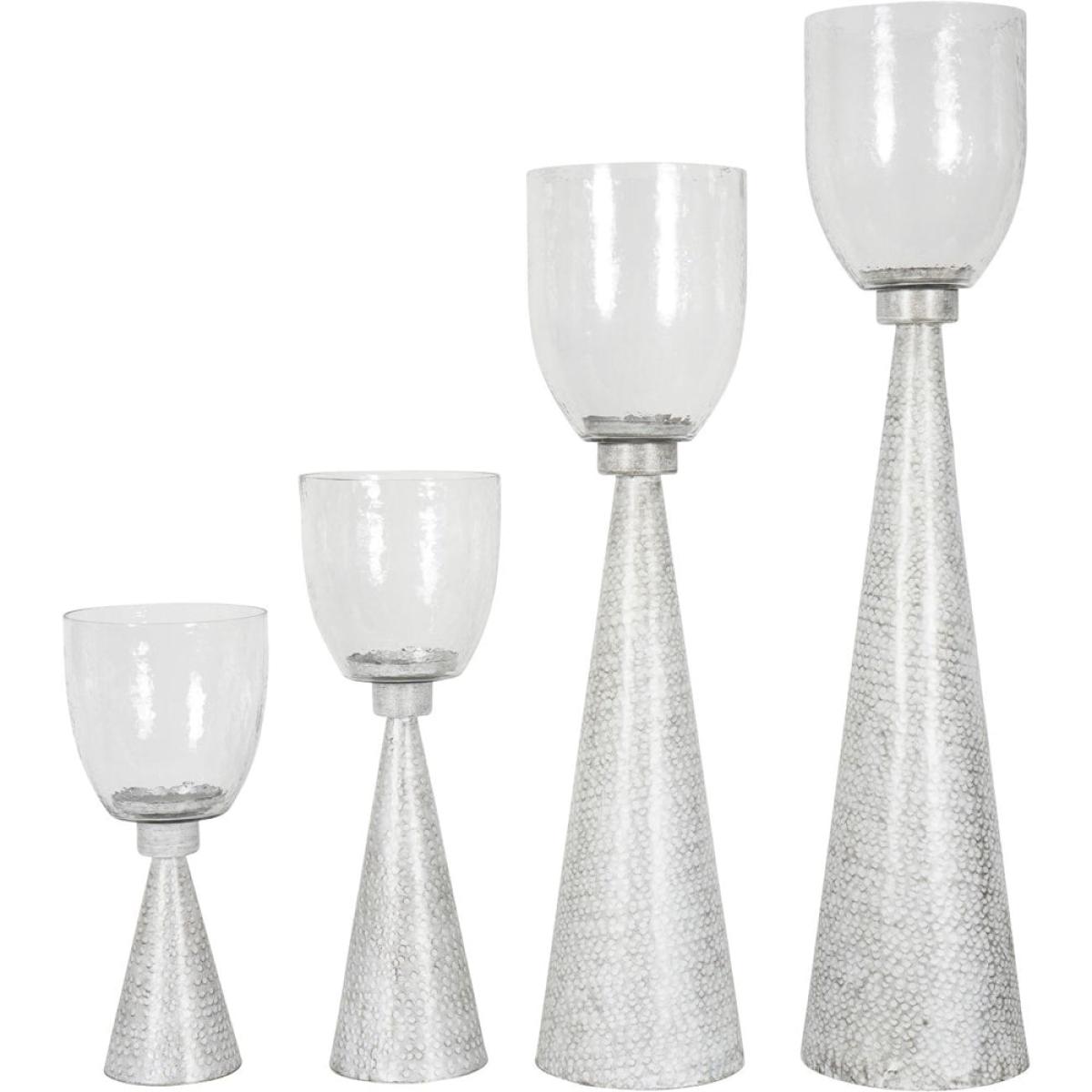 Libra Interiors Sandbanks Iron and Hammered Glass Table Hurricane | Outlet / Small – image 6