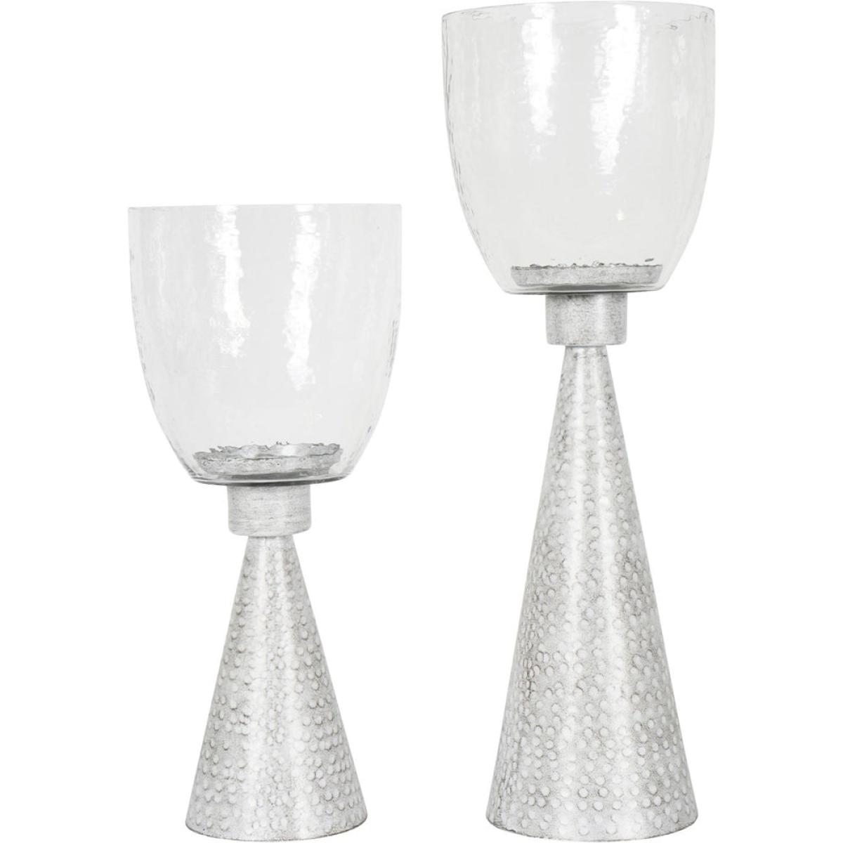 Libra Interiors Sandbanks Iron and Hammered Glass Table Hurricane | Outlet / Small – image 7