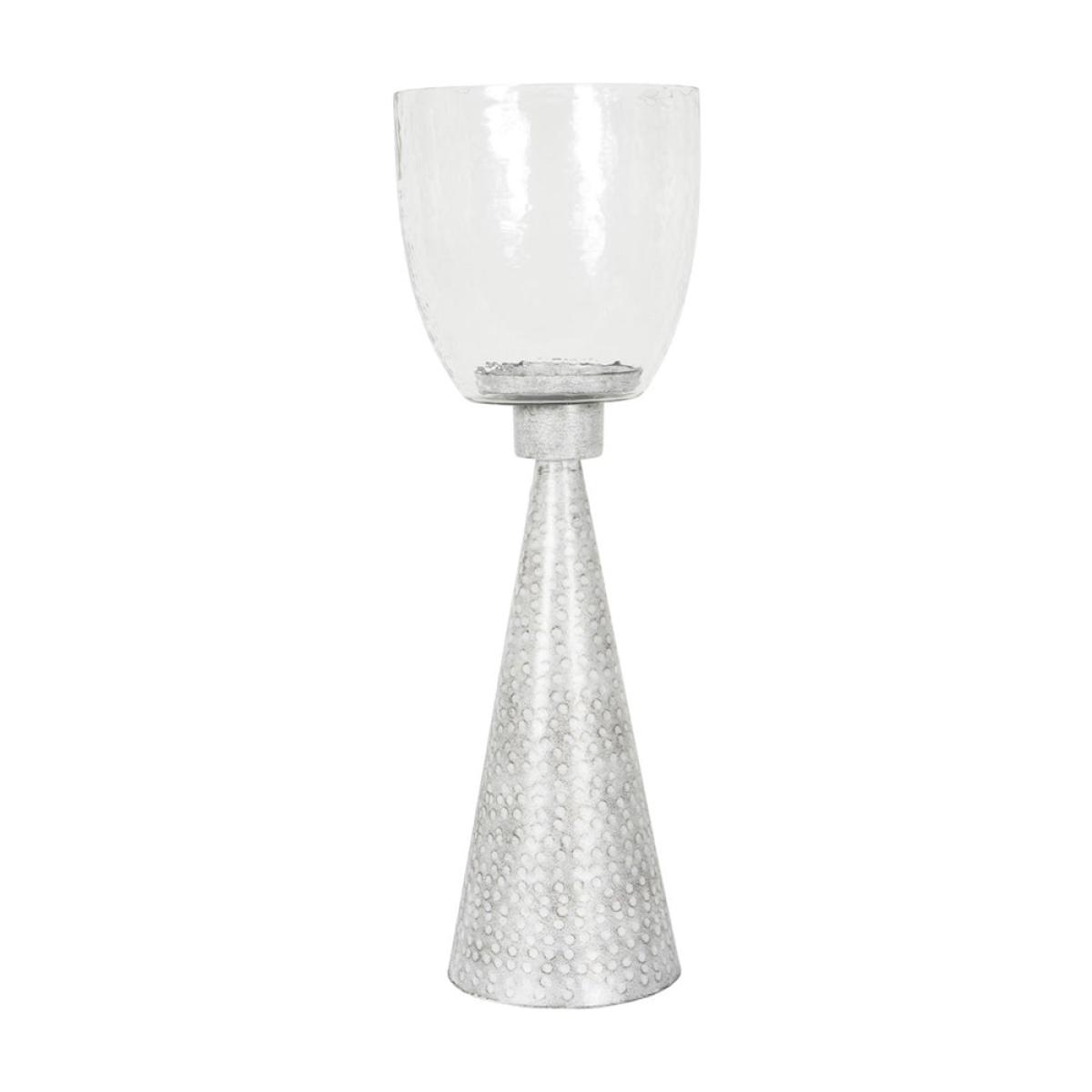 Libra Interiors Sandbanks Iron and Hammered Glass Table Hurricane | Outlet / Small – image 8