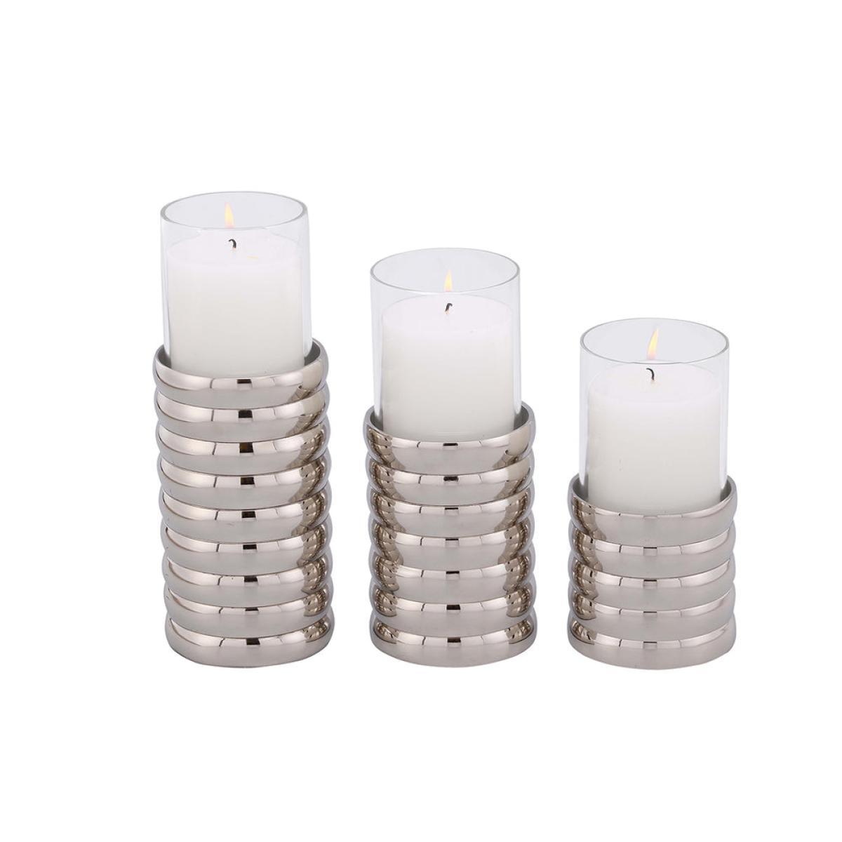 Liang & Eimil Pillar Holder Ribbed Nickel Plated Medium – image 2