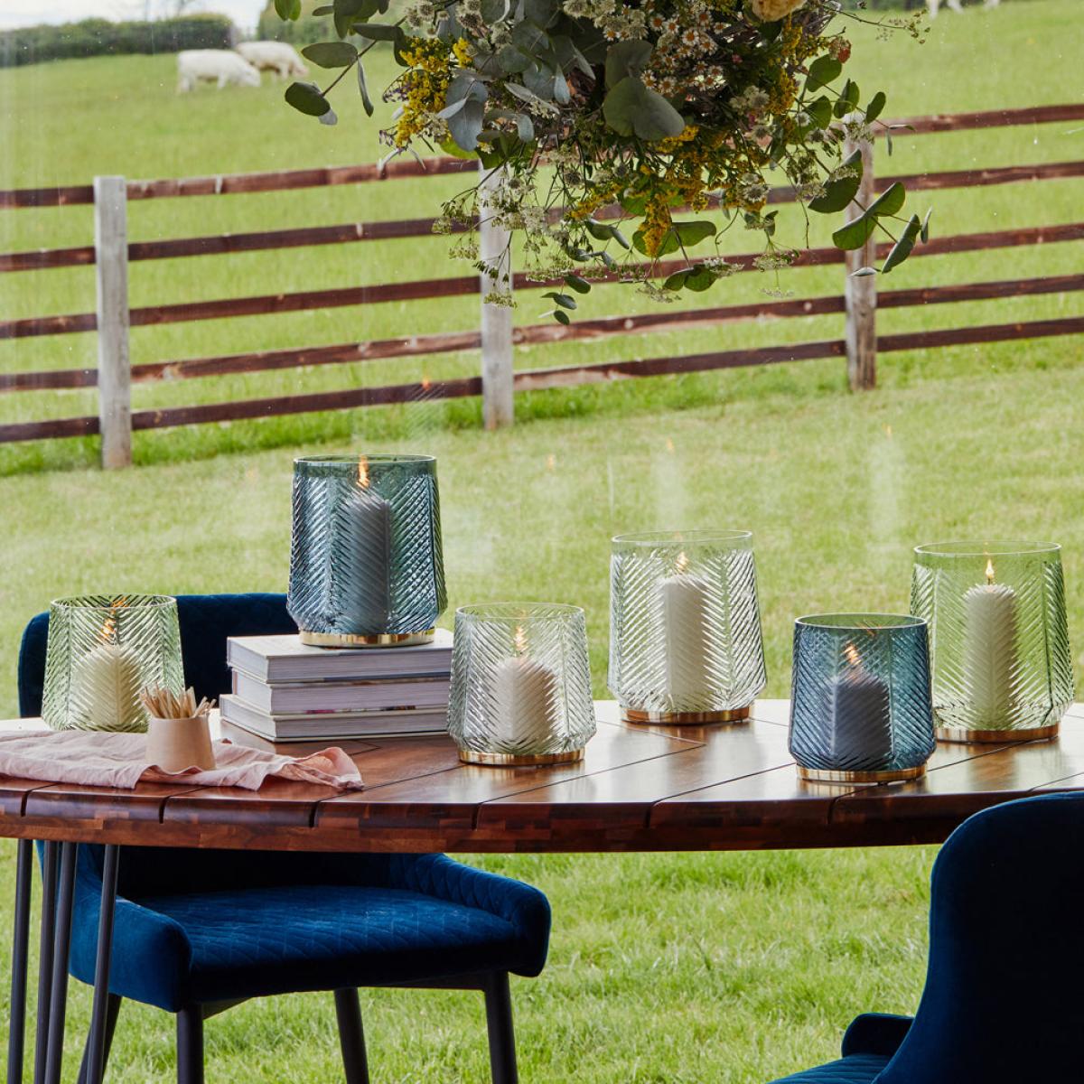 Ivyline Elm Embossed Candle Holder Clear Grey – image 2