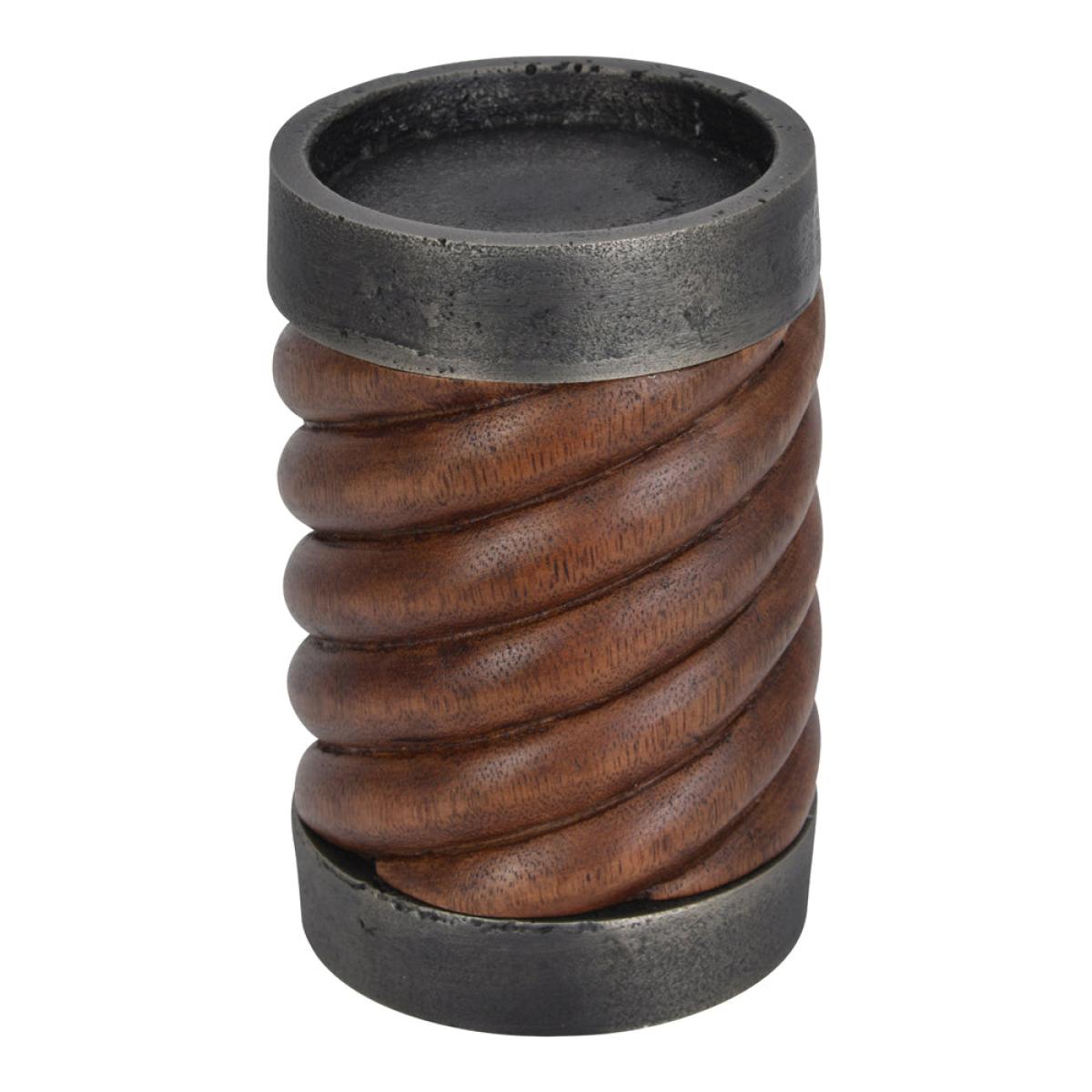 Libra Barleytwist Wood And Metal Pillar Candle Holder Small – image 2