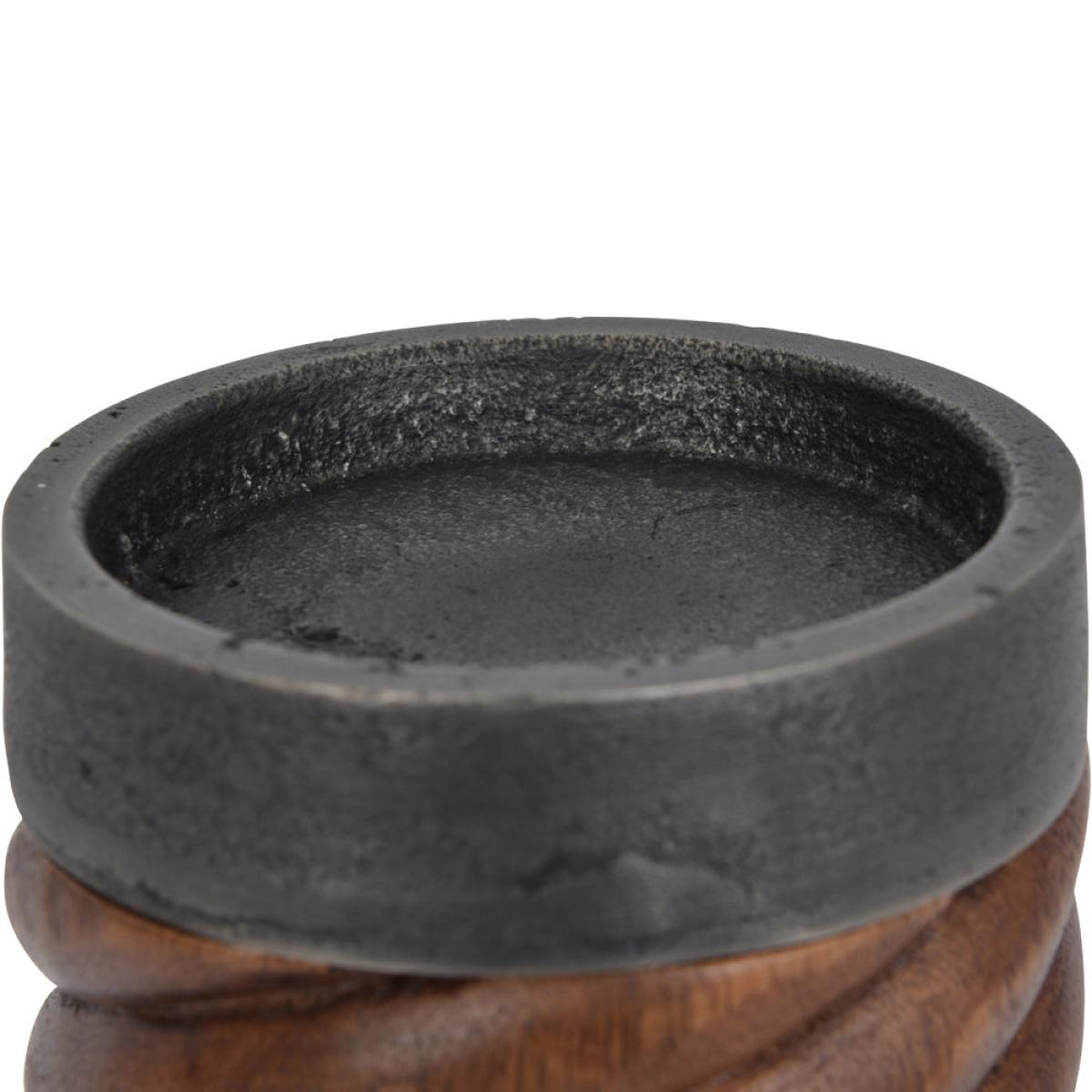 Libra Barleytwist Wood And Metal Pillar Candle Holder Small – image 3