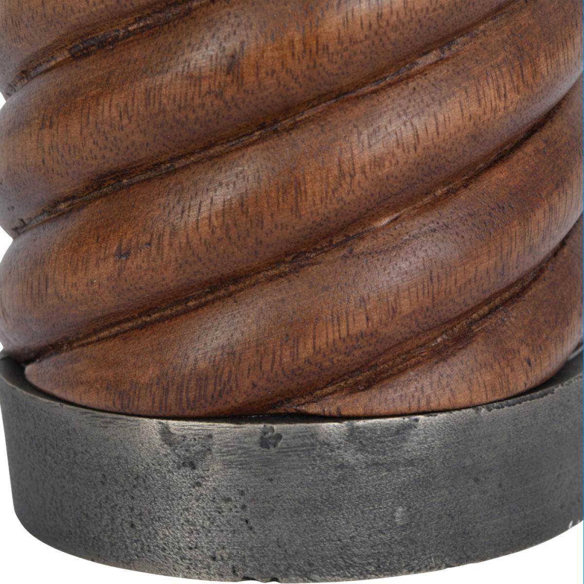 Libra Barleytwist Wood And Metal Pillar Candle Holder Small – image 4