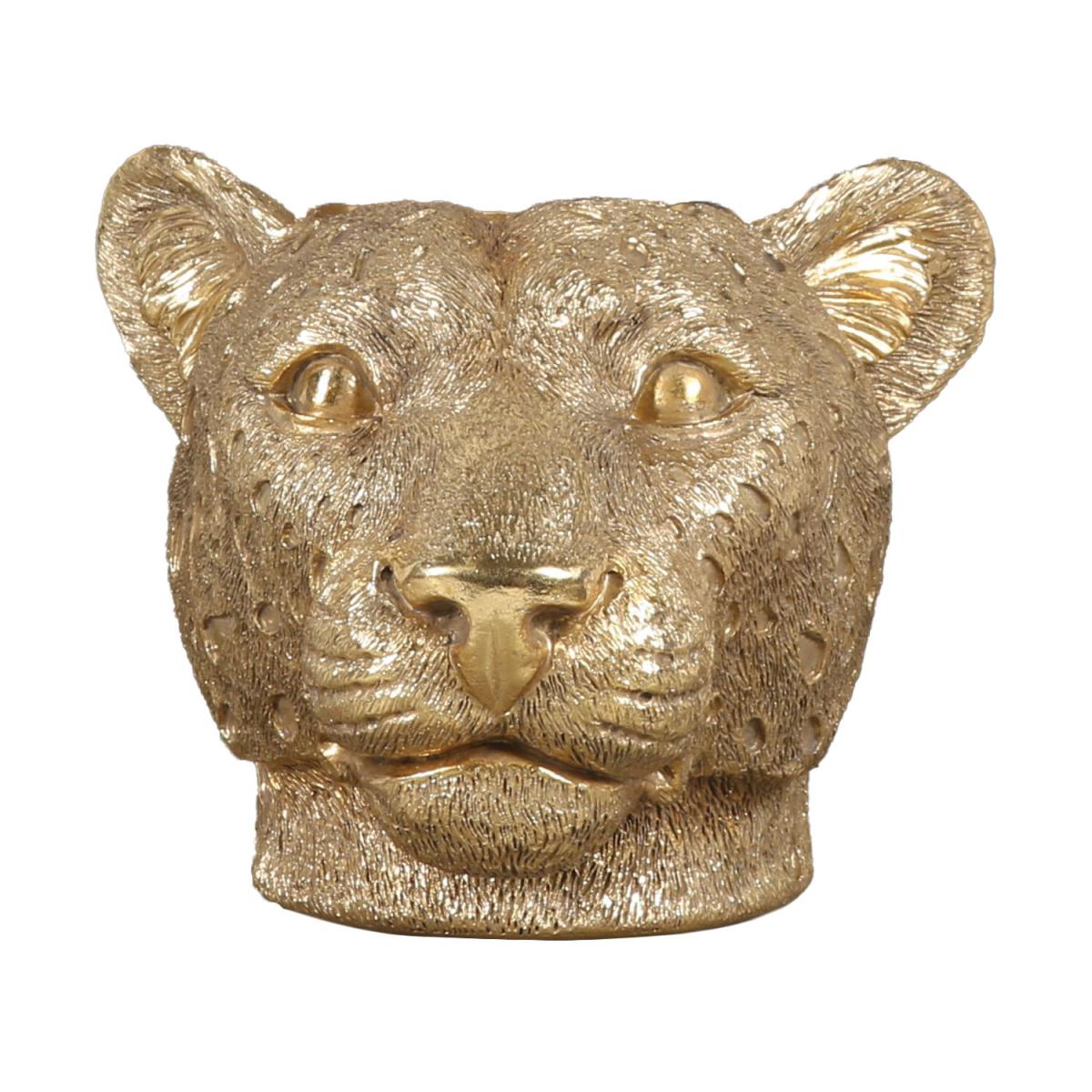 Gold Leopard Head Candle Holder – image 2