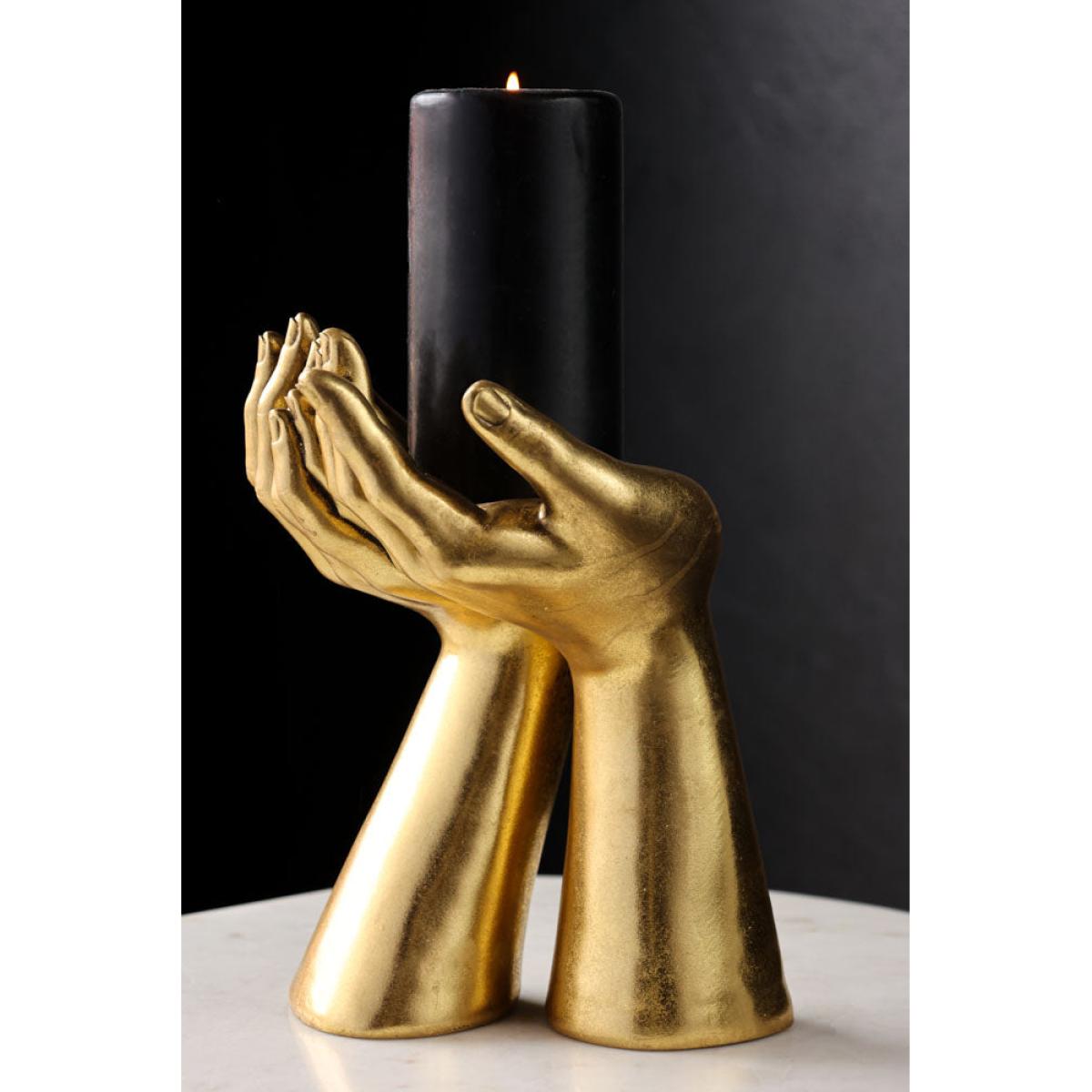Antique Gold Palm Hand Candle Holder – image 2