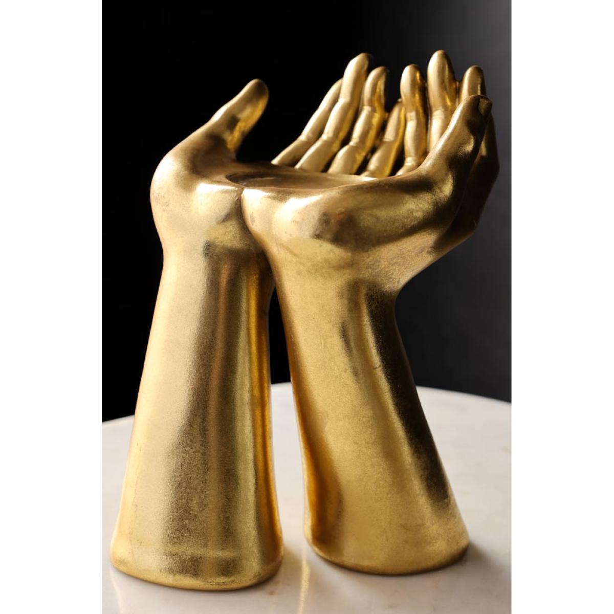 Antique Gold Palm Hand Candle Holder – image 3