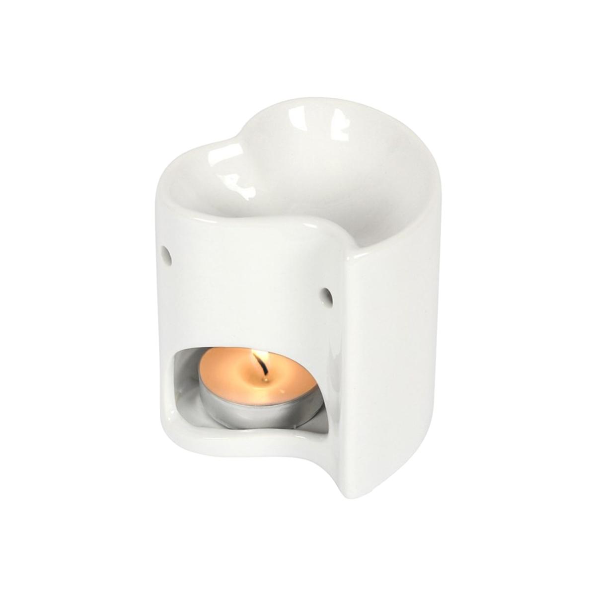 Ceramic Heart Design Oil Burner Wax Melt - White
