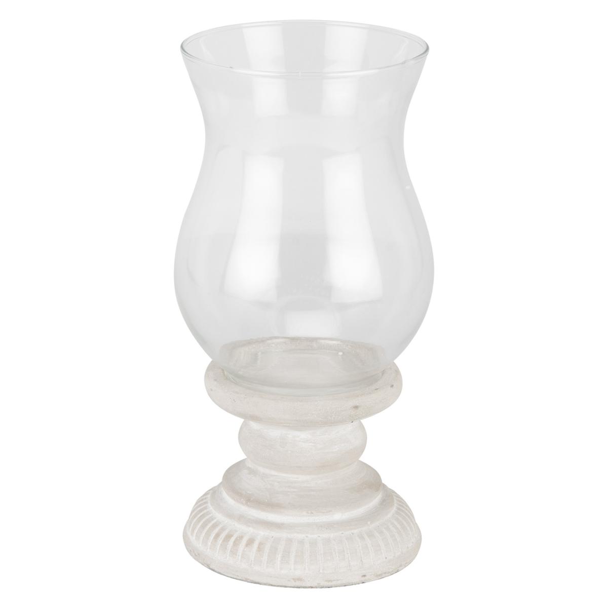 Grey Wash Candle Holder with Glass – image 2