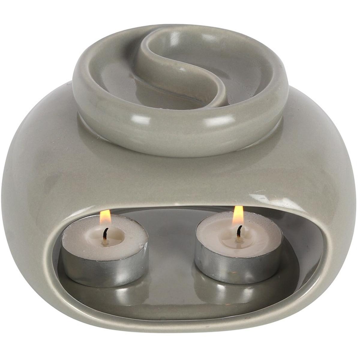 Double Dish Oil Wax Burner - Grey – image 2