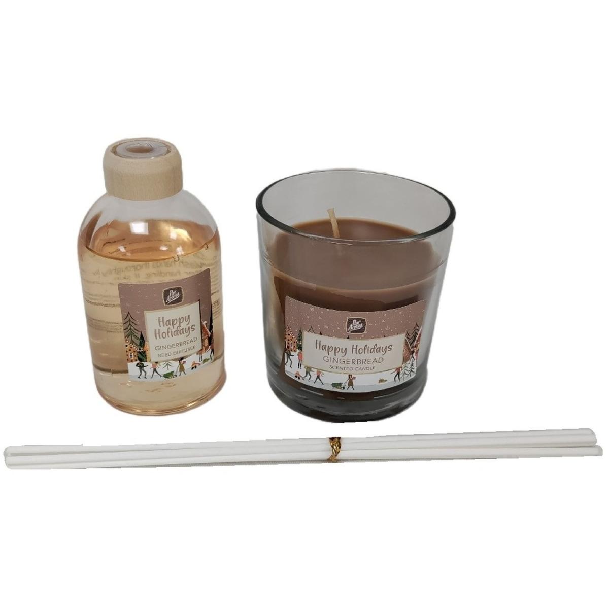 Christmas Candle and Reed Diffuser Gift Set Gingerbread Scented - Brown – image 4