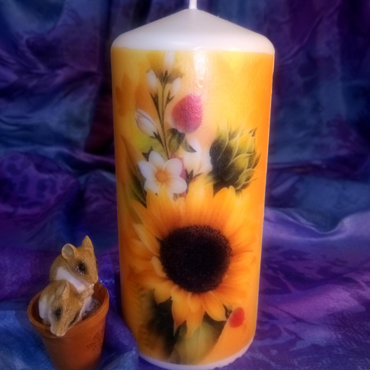 Pillar Candle Sunflower - White / 3