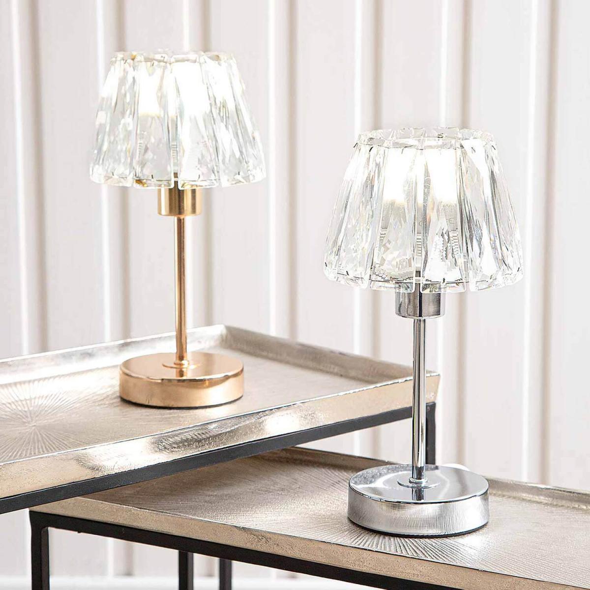 Gold Steel Candlestick Table Lamp With Crystal Shade - Gold – image 3