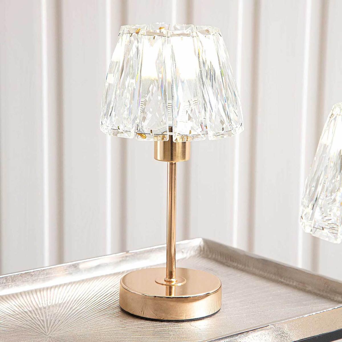 Gold Steel Candlestick Table Lamp With Crystal Shade - Gold – image 1