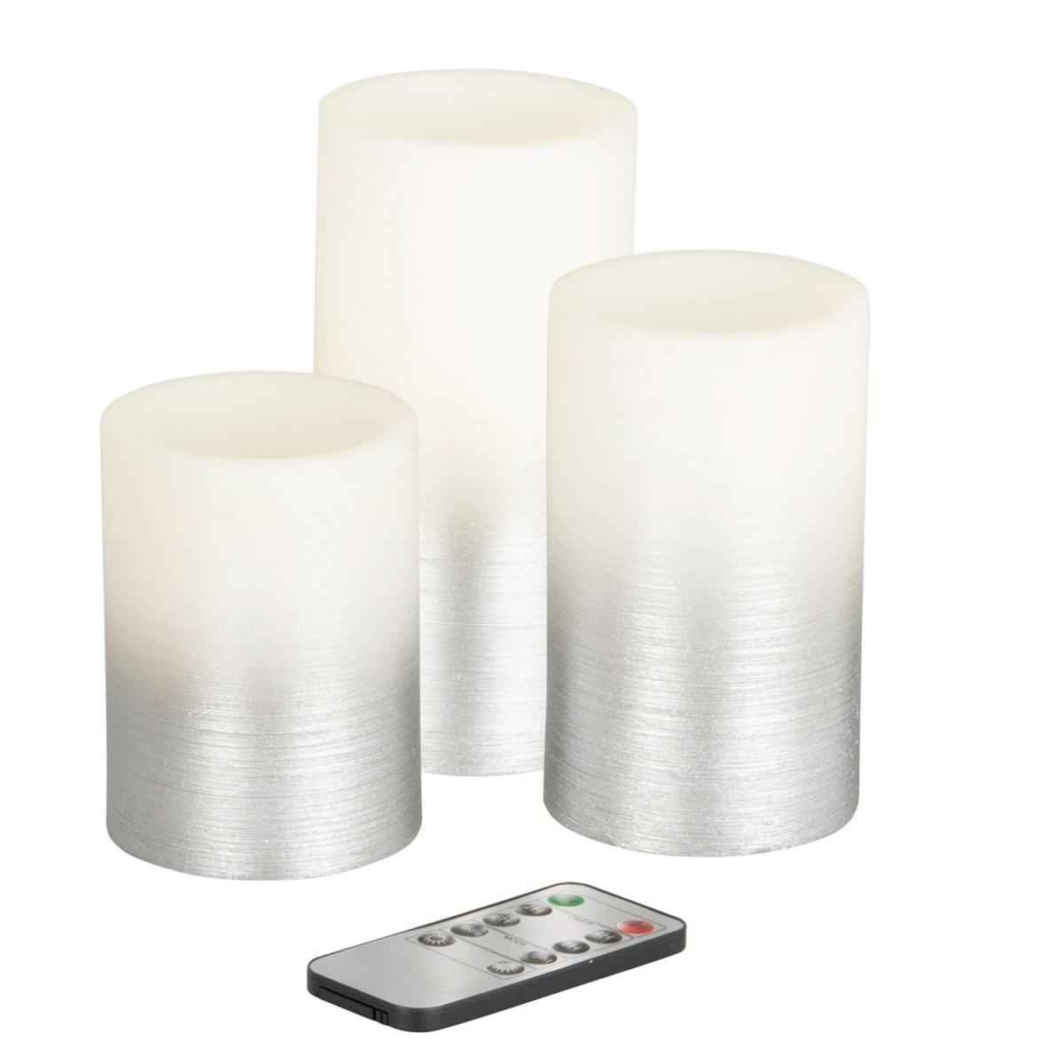 Pack of 3 Silver Ombre LED Candles – image 2