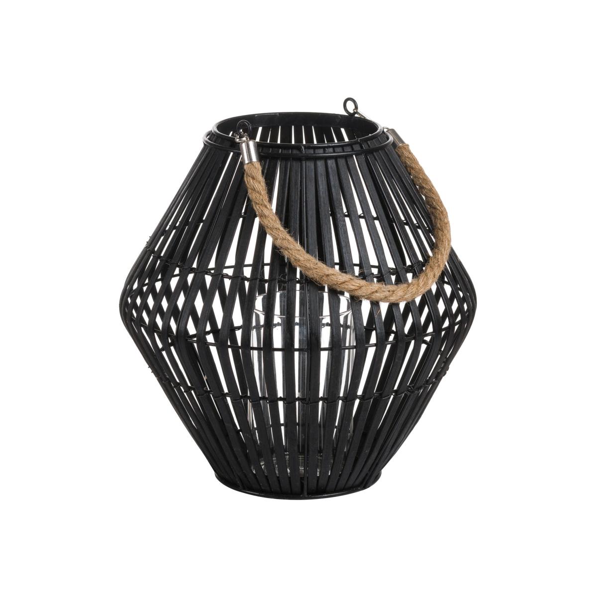 Rattan Large Convex Lantern for Modern Home Decor - Black