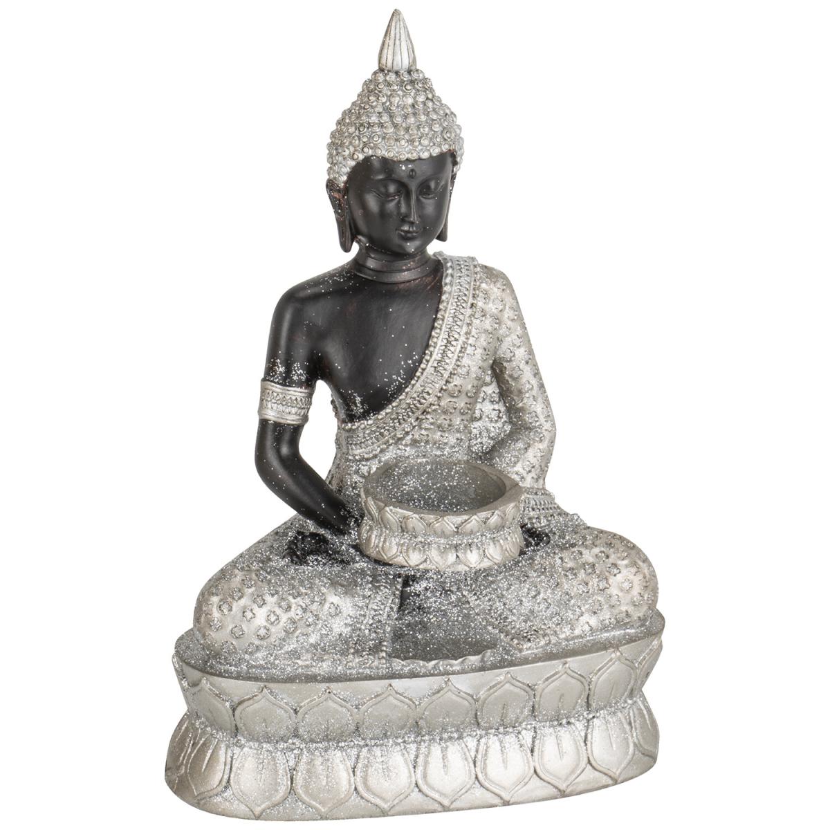 Silver Sitting Buddha Tealight Holder – image 2
